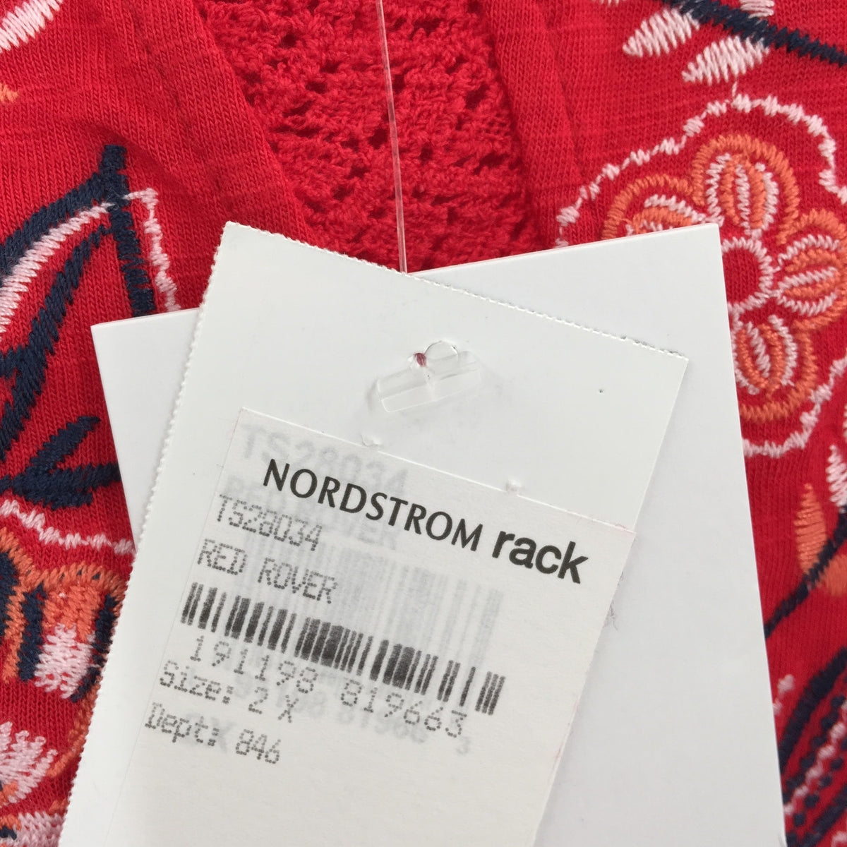Fourteenth Place Womens Cold Shoulder Embroidery Blouse Red Plus Size 2X NWT