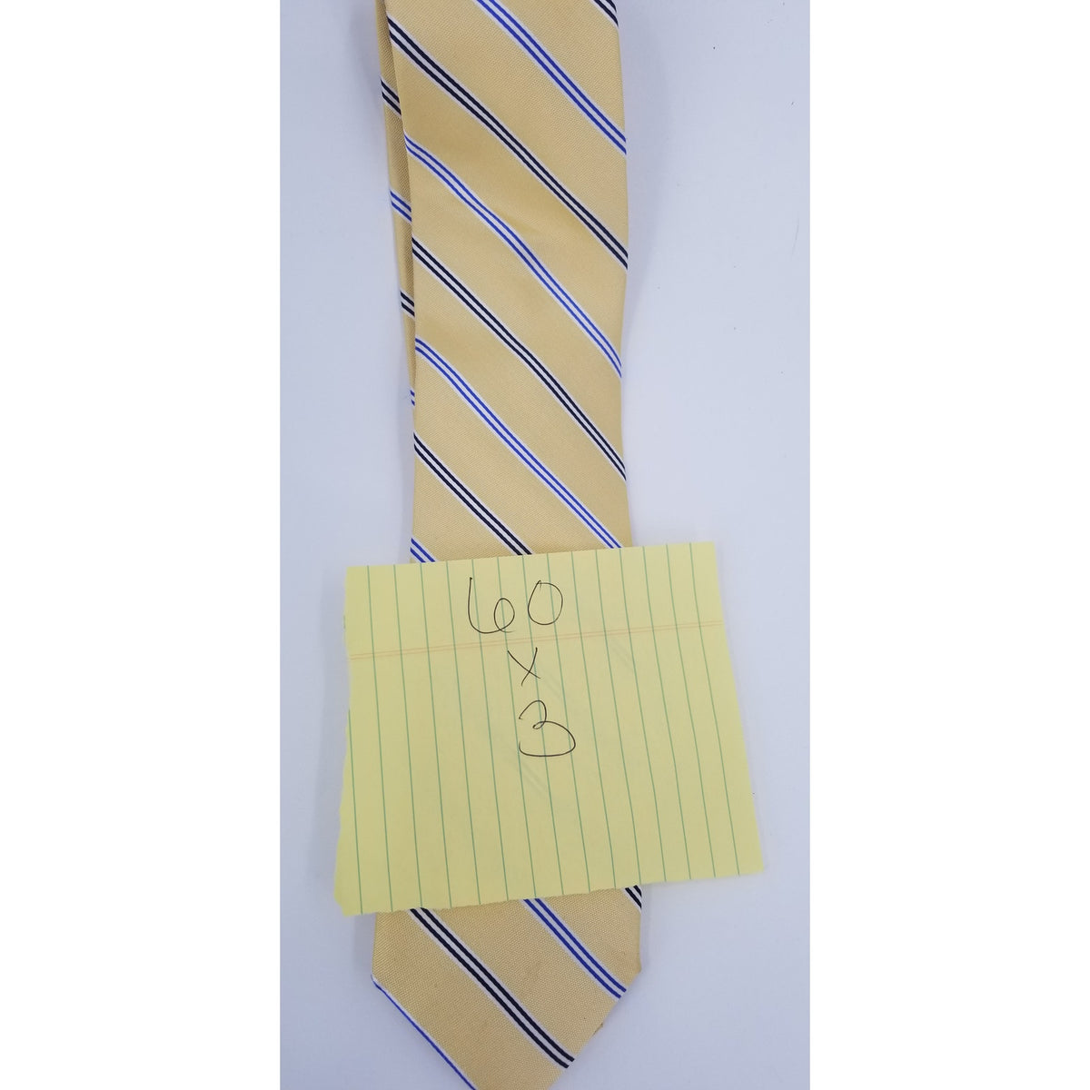 Nautica Mens wide Vintage Neck Tie Yellow Gold Blue Striped 60"