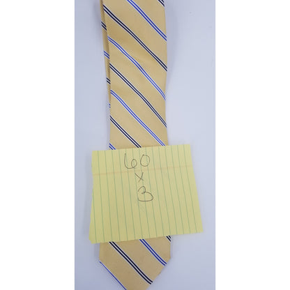 Nautica Mens wide Vintage Neck Tie Yellow Gold Blue Striped 60"
