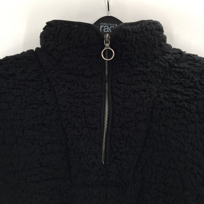 Thread & Supply Kangaroo Pouch Cozy Fleece Pullover 1/2 Zip Jacket Black/Leopard
