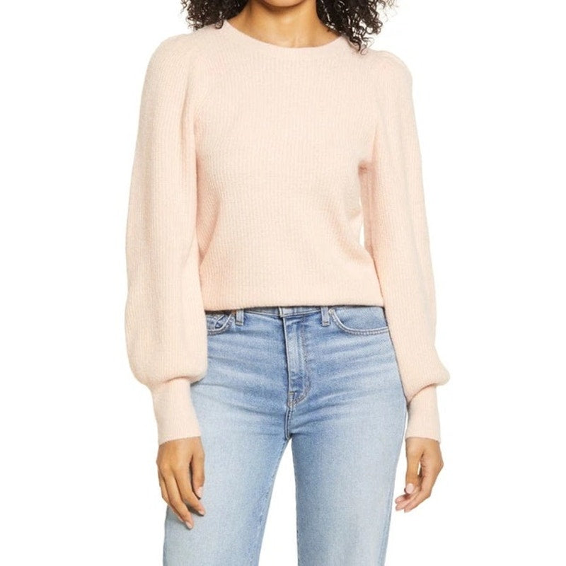 Halogen NWT Blouson Sleeve Sweater In Pink Chintz Size Small