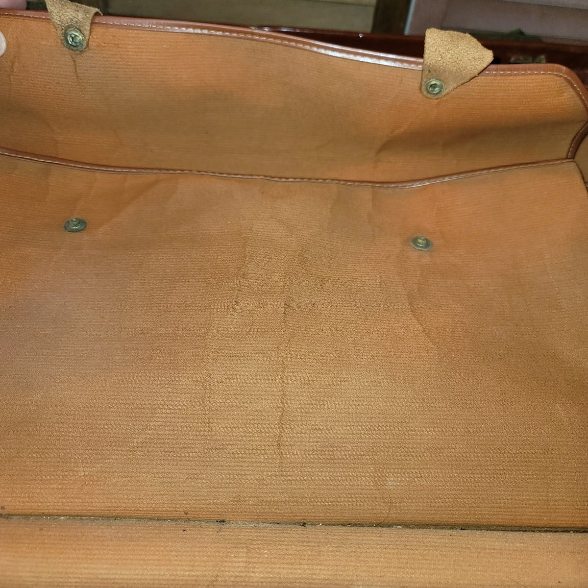 Leather suitcase briefcase VINTAGE handles Brown/tan stiitching 1940s