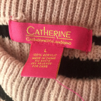 Catherine Malandrino NWT Black Pink Striped Colorblock Pullover Sweater Large