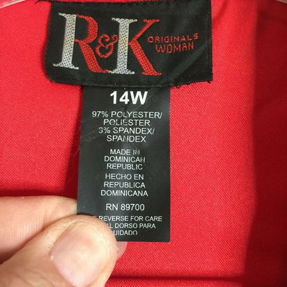 R & K Originals Button Front Jacket Long Sleeve SIZE 14w 1980 Colorblock Blazer