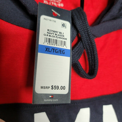 Tommy Hilfiger Color Blocked Cropped Knit Jersey Long sleeve Hoodie Size XL New