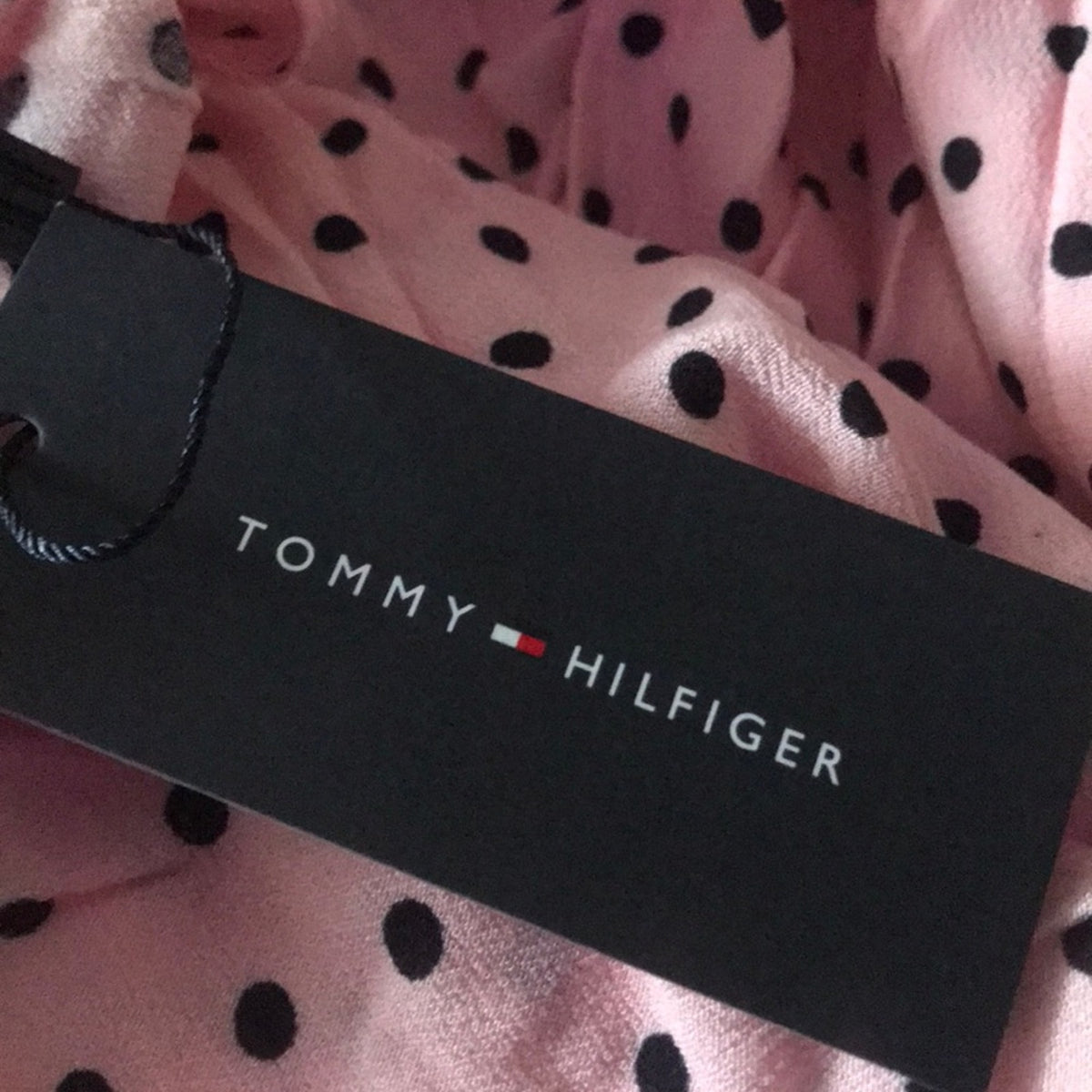 Tommy Hilfiger Pink Polka Dot V Neck Blouse Medium top Long sleeve girlie
