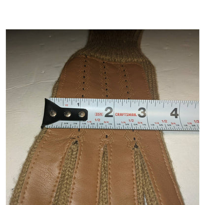 Vintage Two Tone Acrylic Knit Driving Gloves Vinyl Palmed Women's One Size 1980s