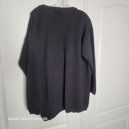 VTG. Worthington Large Sweater Cardigan button up Wool Blend Kitschy Metals BLUE