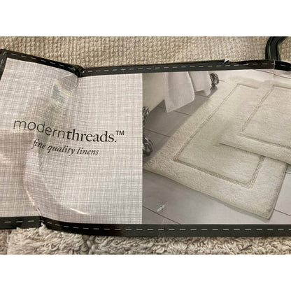 Modern Threads 2-Pack Non-Slip Backing Solid Loop Bath Mat Set in Silver NWT