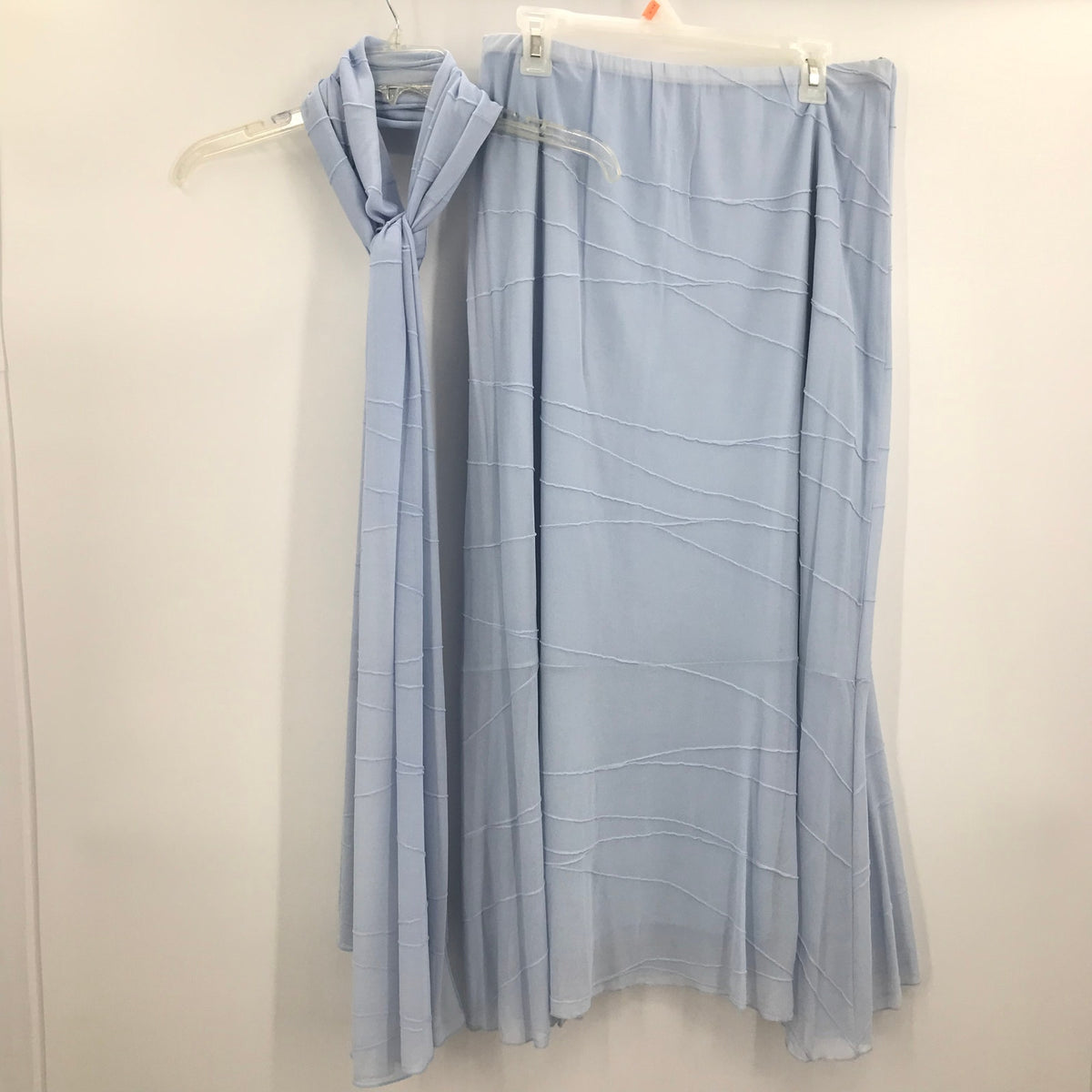 Ronen Chen 2 Piece Skirt & Matching Scarf A-Line Midi Skirt Blue Size 5