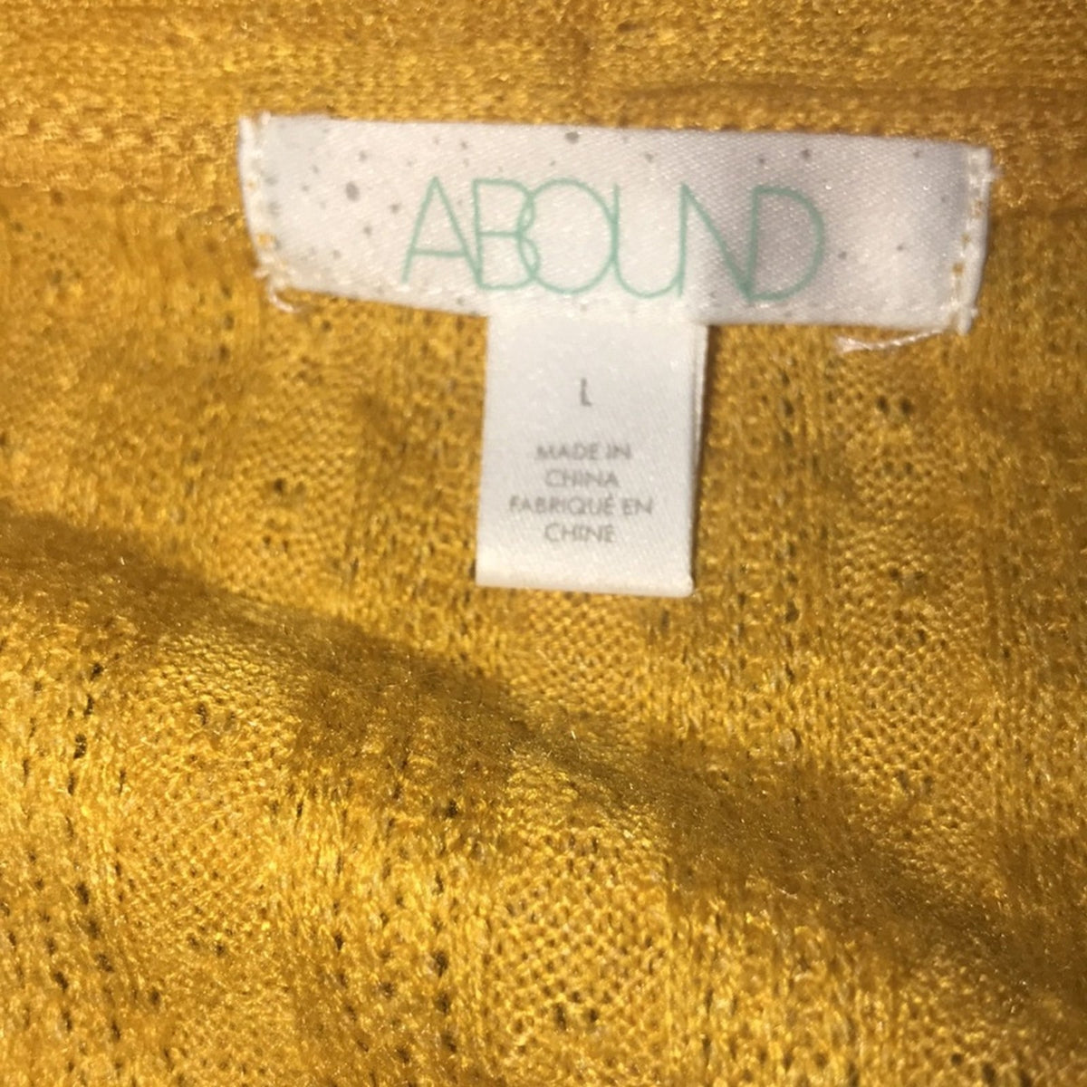 Abound Yellow Pointelle Knit Crop Sweater Large