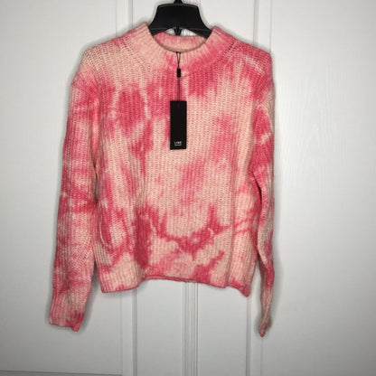 Line Mia Tye Dye Cotton Blend Mock Neck Long Sleeves Sweater Twilight Medium NEW
