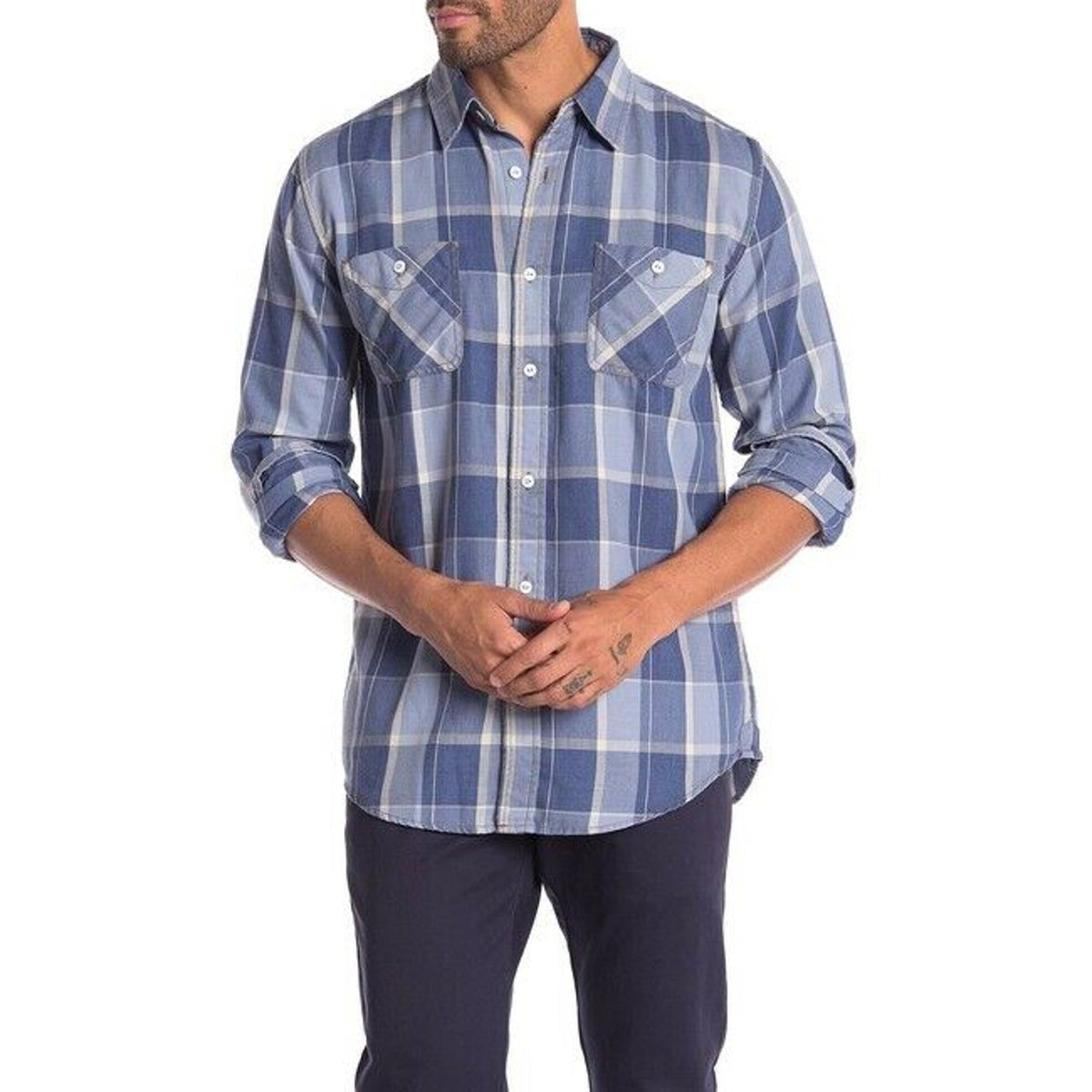 Weatherproof Burnout Plaid Print Regular Fit Flannel Shirt Long Sleeves Small