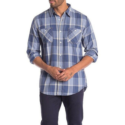 Weatherproof Burnout Plaid Print Regular Fit Flannel Shirt Long Sleeves Small