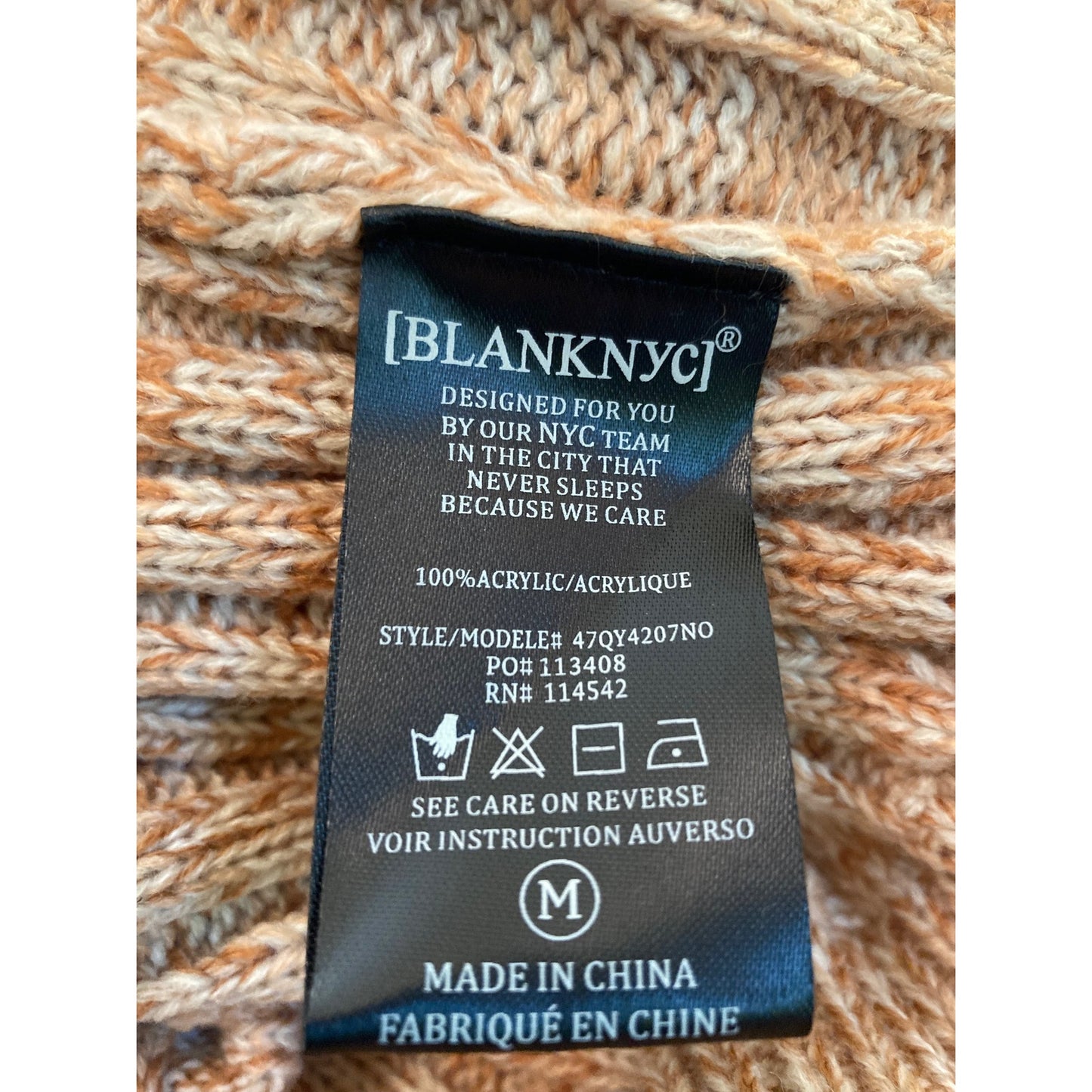 BlankNYC Soft Crew Neck Rib Knit Pullover Sweater Sz Medium Toffee Heather NWT