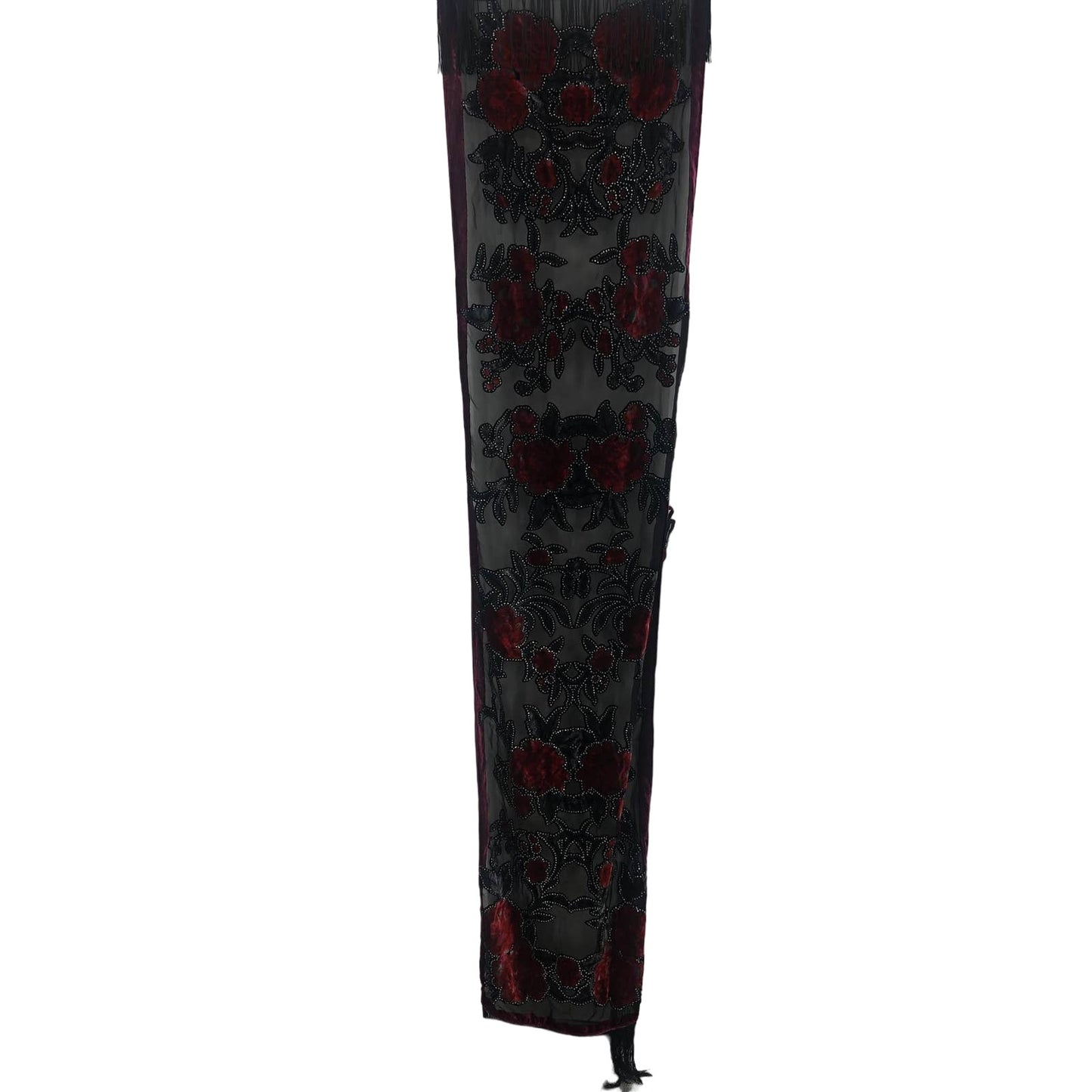 International Concepts Womens Scarf Floral Embroidered Lace Details Black Red OS