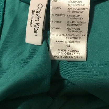 Calvin Klein Shirred Sides 1 Piece Swimwear Halter Size 14