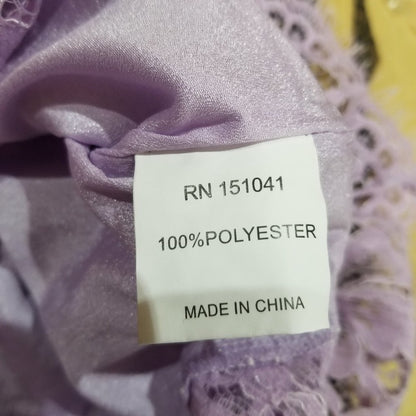 Few Moda Lace Flounce Fit Flare Dress LINED V-Neck Lavender Purple MED NEW Lilac