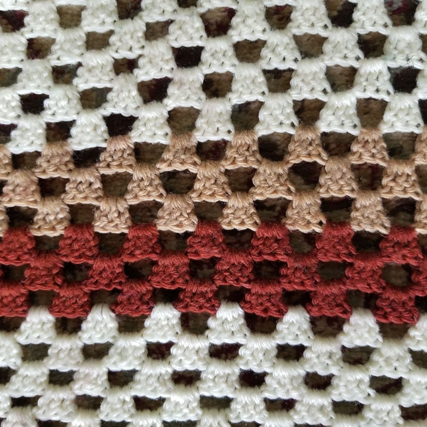 Afghan Handmade Square 54 x 54 Brown Tan White NEEDS REPAIR