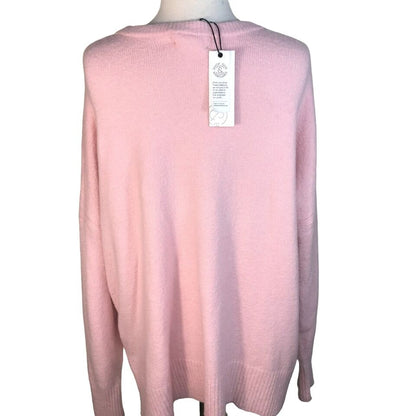 Treasure & Bond Cozy Crew Neck Sweater Ribbed Trim Sz XXS/2XS in Pink Silver NWT