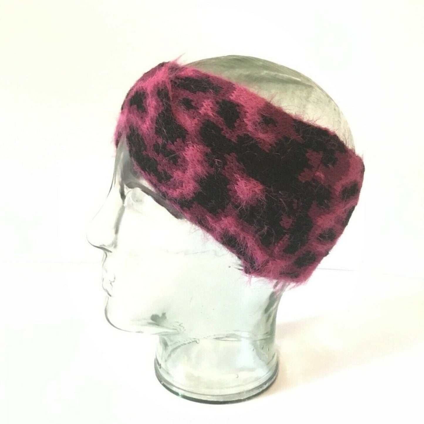 DKNY Fuzzy Animal Print Knit Twist Headband Wrap ear Warmer Hat Accessories