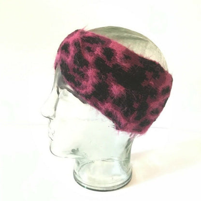 DKNY Fuzzy Animal Print Knit Twist Headband Wrap ear Warmer Hat Accessories