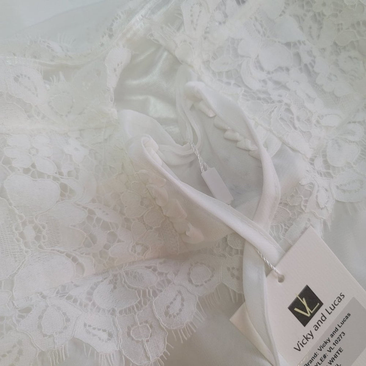Vicky & Lucas Sleeveless Square Neck Backless Maxi Dress Lace Front White Large
