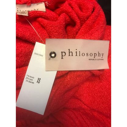 Philosophy Republic Tie Neck Pullover Sweater Long Sleeve Red X-Small New