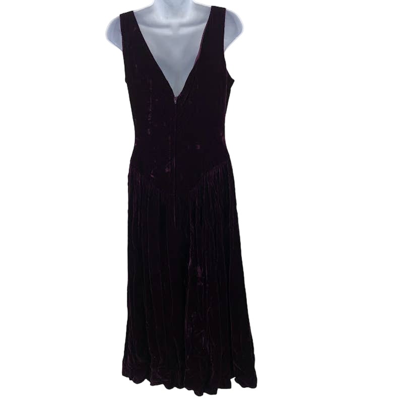 Alfred Angelo Vintage Sleeveless Purple Large/Medium velvet dress Fit Flare Zip