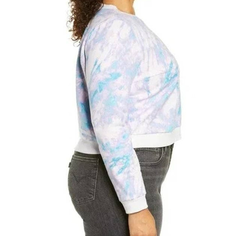 BP. Tie Dye Embroidered Happiness Sweatshirt Top Sz 2X/XXL Purple/Blue NWT