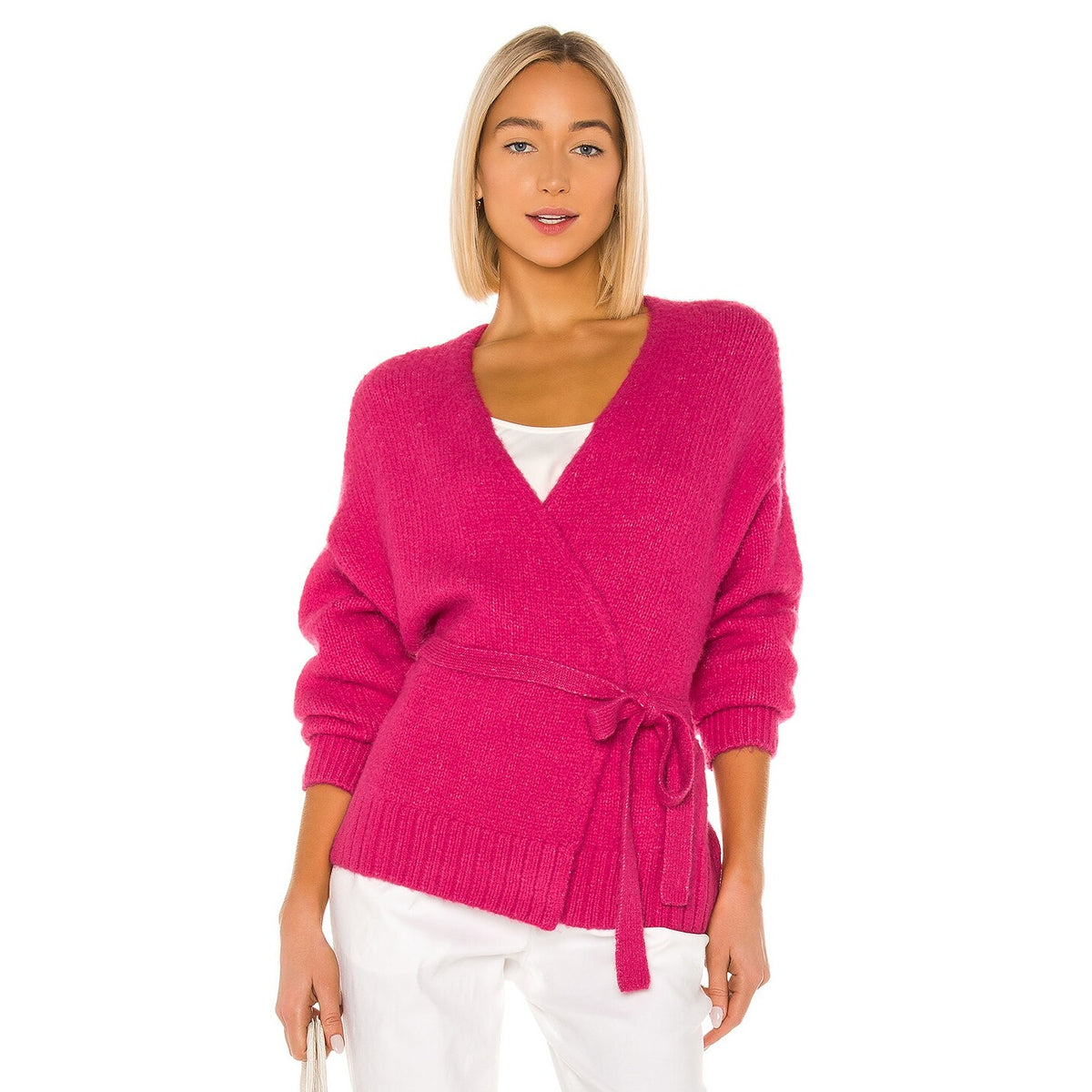 1. State NWT Cardigan Belted Jersey Stitch Pink Small