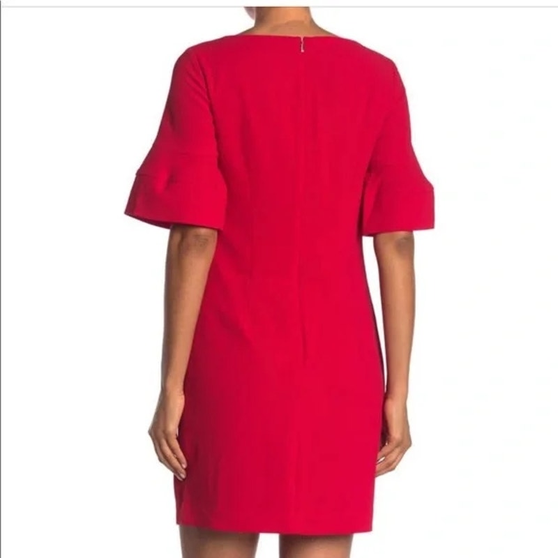 Trina Turk Sojourn Bell Sleeve Lined Sheath Dress Size 0 Crimson NWT
