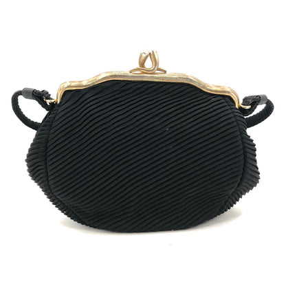 Vintage Black Seamed Tufted Stripes with Gold Trim Clasp 1950s Evening Bag