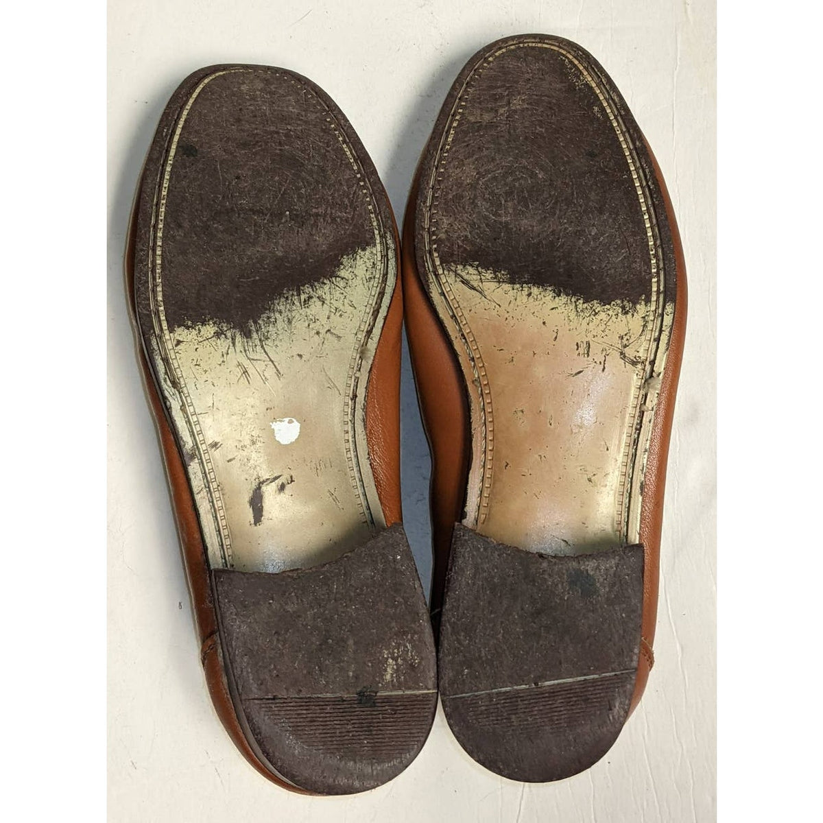 Sears Vintage Men's Loafers Size 9.5 Slip On Italian Leather Cognac 1 Inch Heel