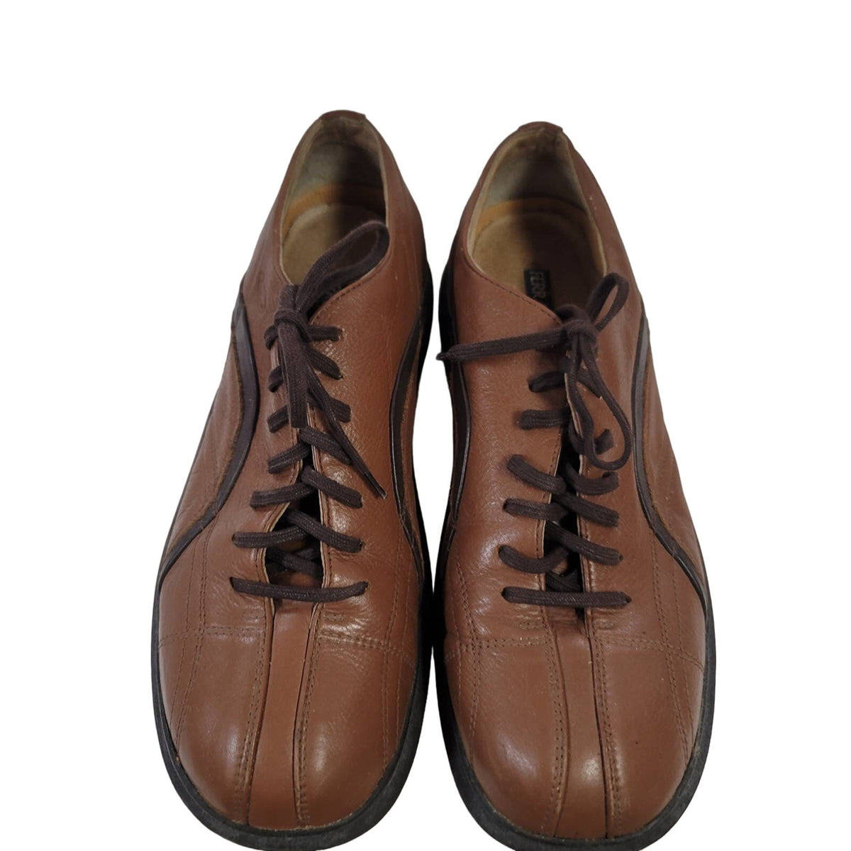 Ecco Men's Size 41 US 7/7.5 Leather Brown Burgundy Lace up Casual Shoes Comfort