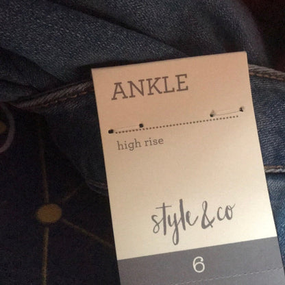Style & Co Skinny Leg Bardot Denim Jeans Ankle Size 6 NEW