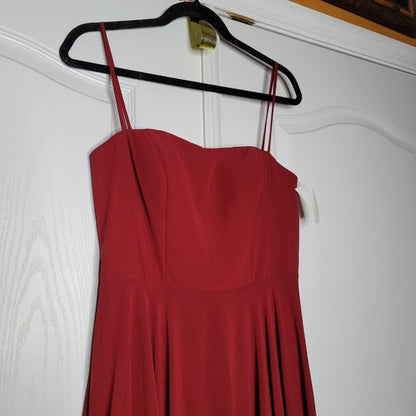 Jenny Yoo Collection Chiffon Bridesmaid Dress Size 8 Burgundy Wine Maxi