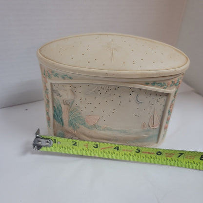 Beach scene side table lamp night light shade MISSING lighted cord