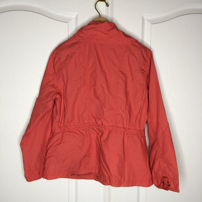 Chico's Snap Button Jacket Long Sleeve Zip Pockets Solid Red Size Large or 2