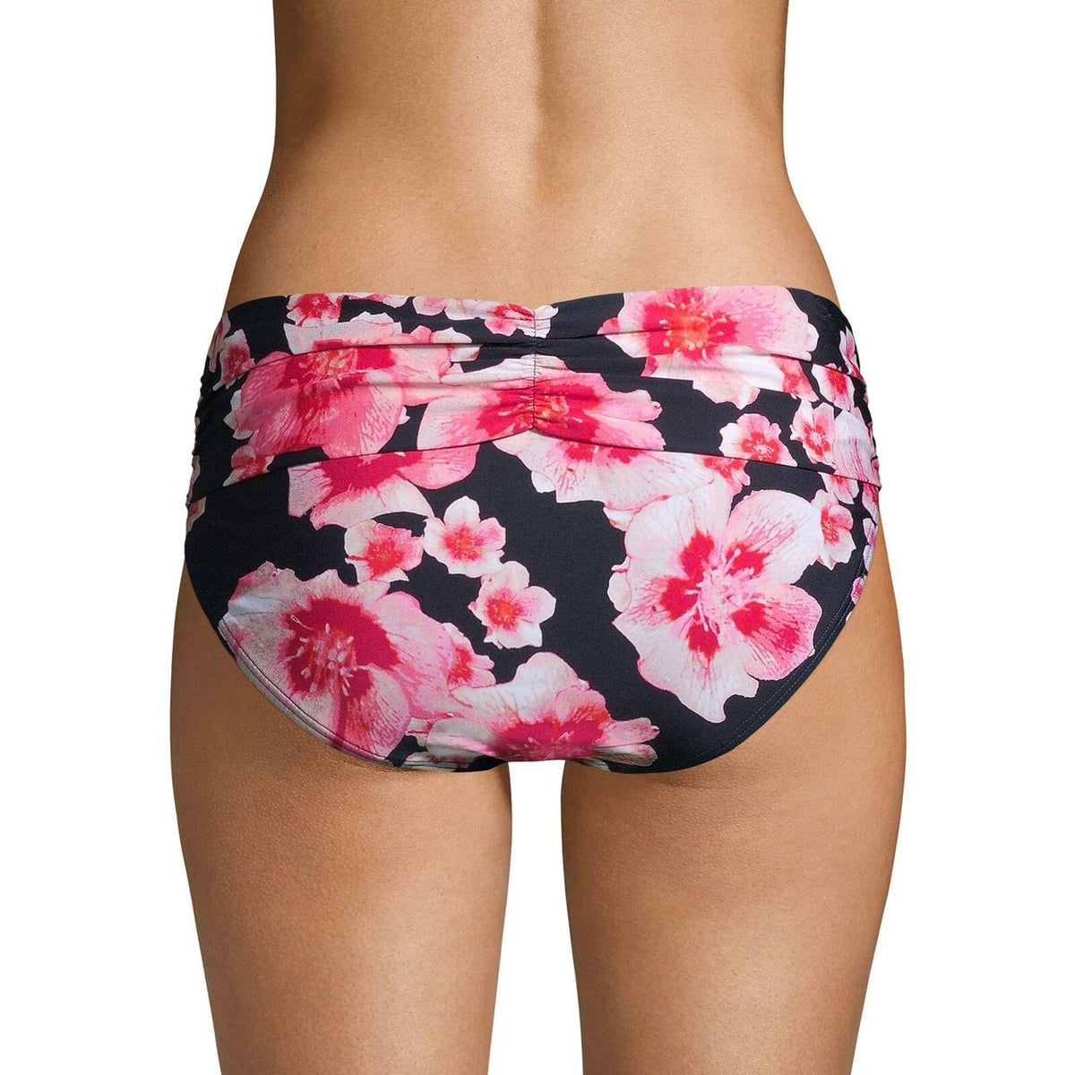 DKNY NWT Navy Floral Print Fold-Over Bikini Swim Bottom Size Large