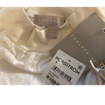 Chelsea28 Ruched Sides Mock Neck Long Sleeve Top Size Small White NWT
