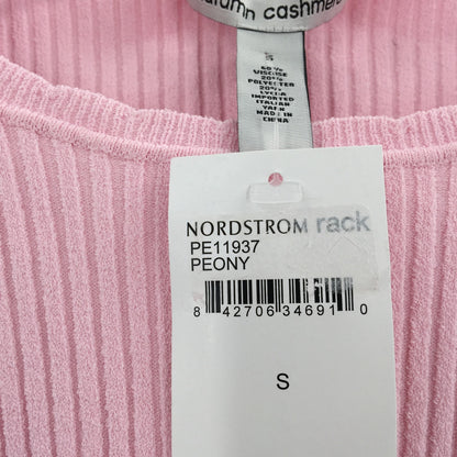 Autumn Women Rib Crew Pointelle Sweater Draped Cuff Pink Size Small NWT