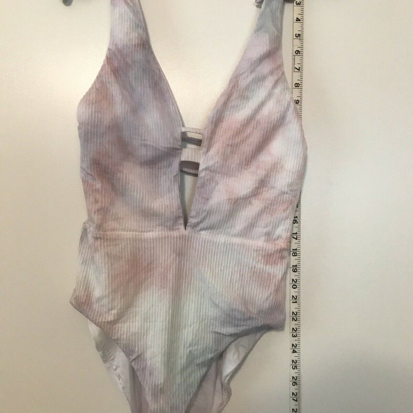 Soluna Tie Dye Ribbed Plunging One Piece Swimsuit Large