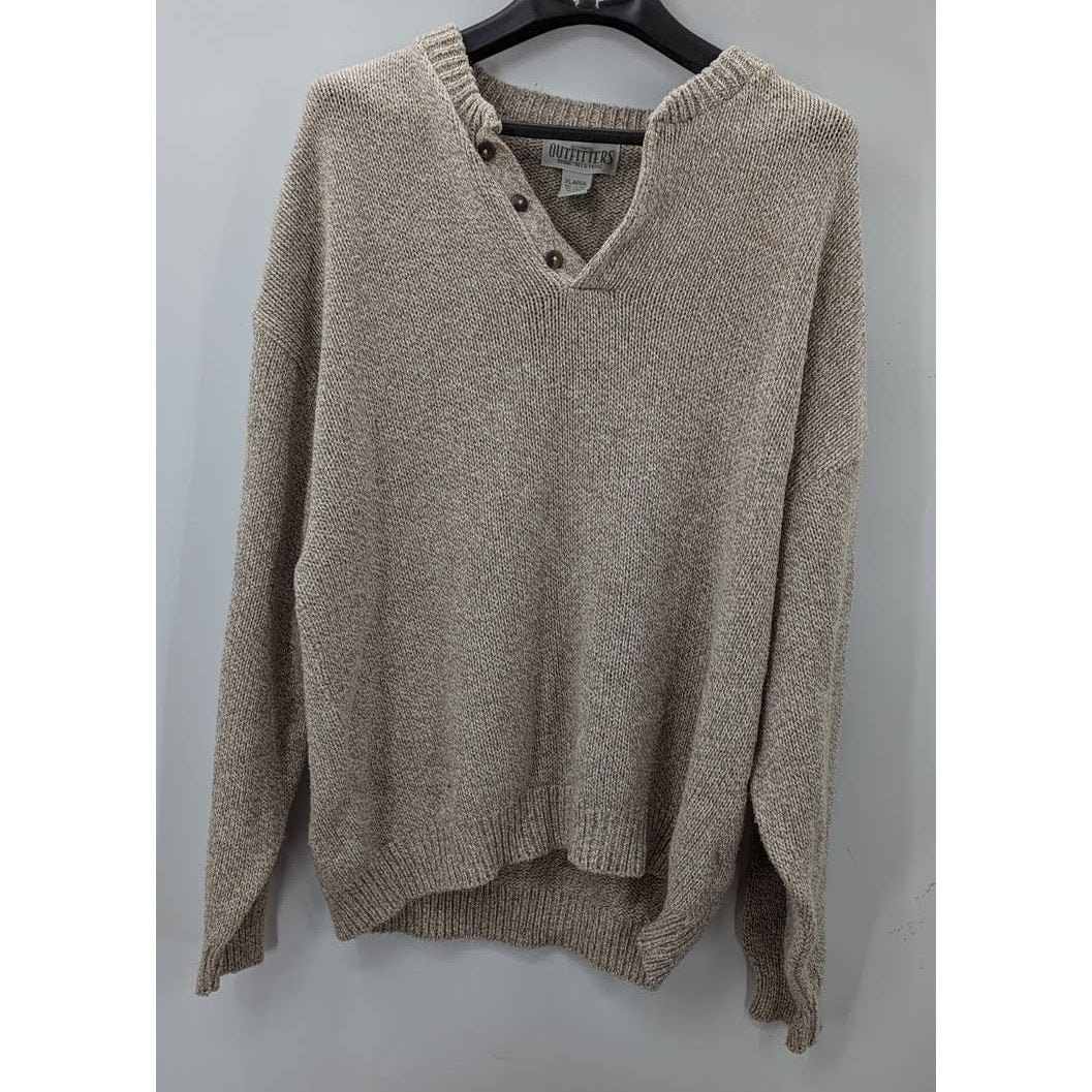 Roundtree & Yorke Authentic Outfitters Tan Knit Sweater Extra Large XL V Neck