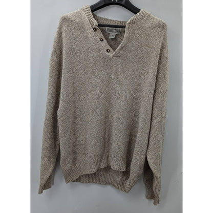 Roundtree & Yorke Authentic Outfitters Tan Knit Sweater Extra Large XL V Neck