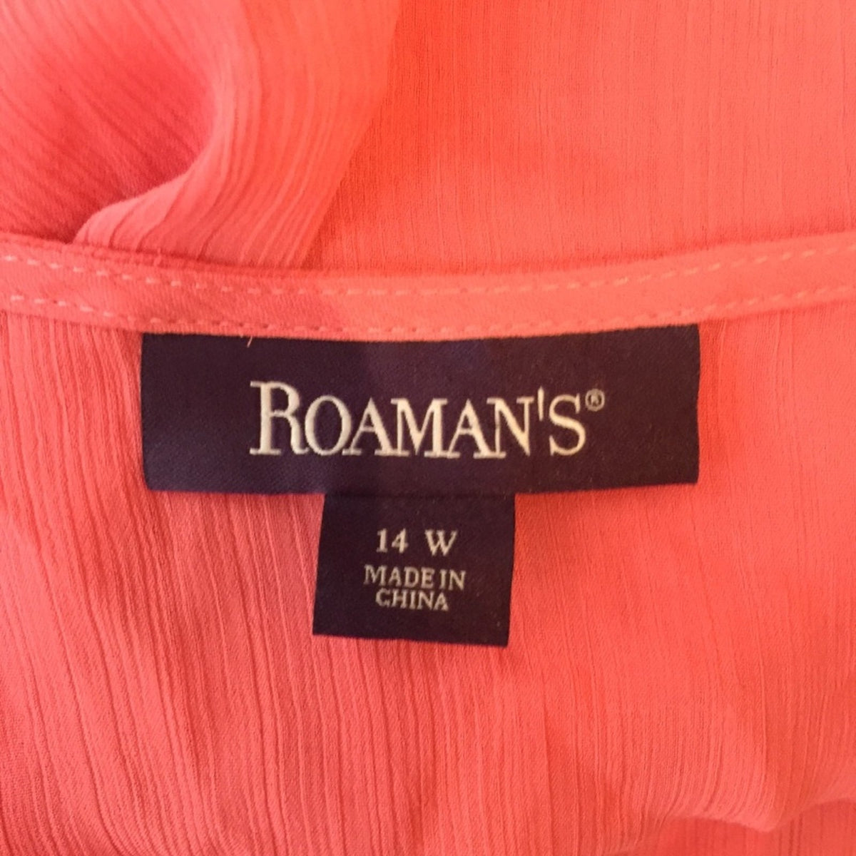 Roaman’s Pink Salmon Cover Up Beachwear Duster 14W Gauzy Hi Low Hem