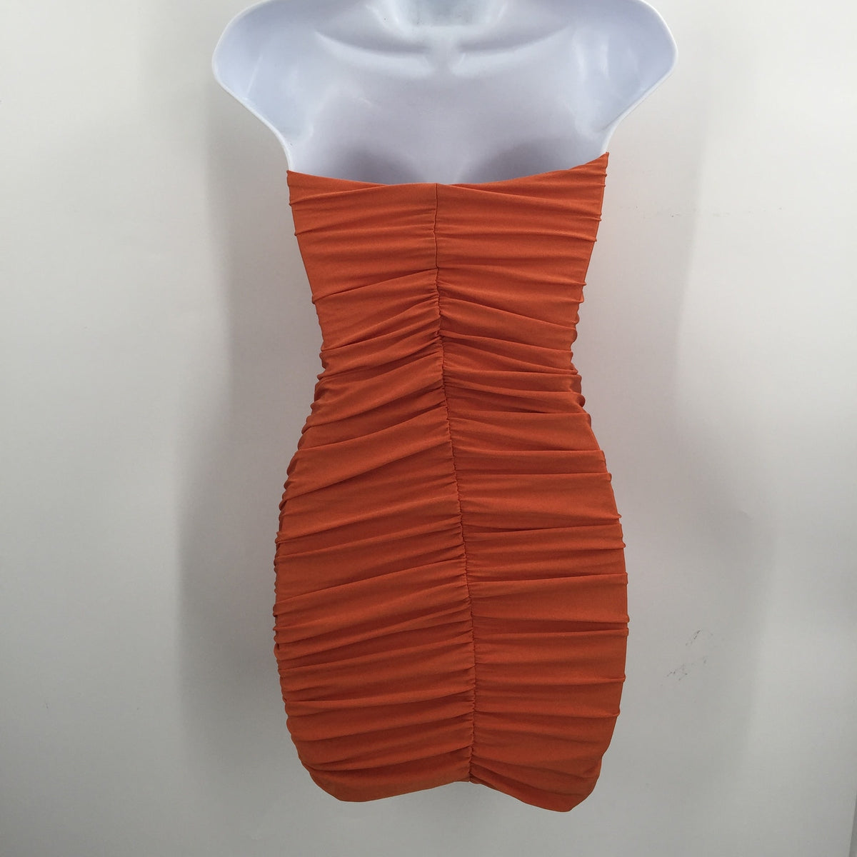 Tiger Mist Women's Ruched Strapless Tube Dress Off Shoulder Orange Size Medium