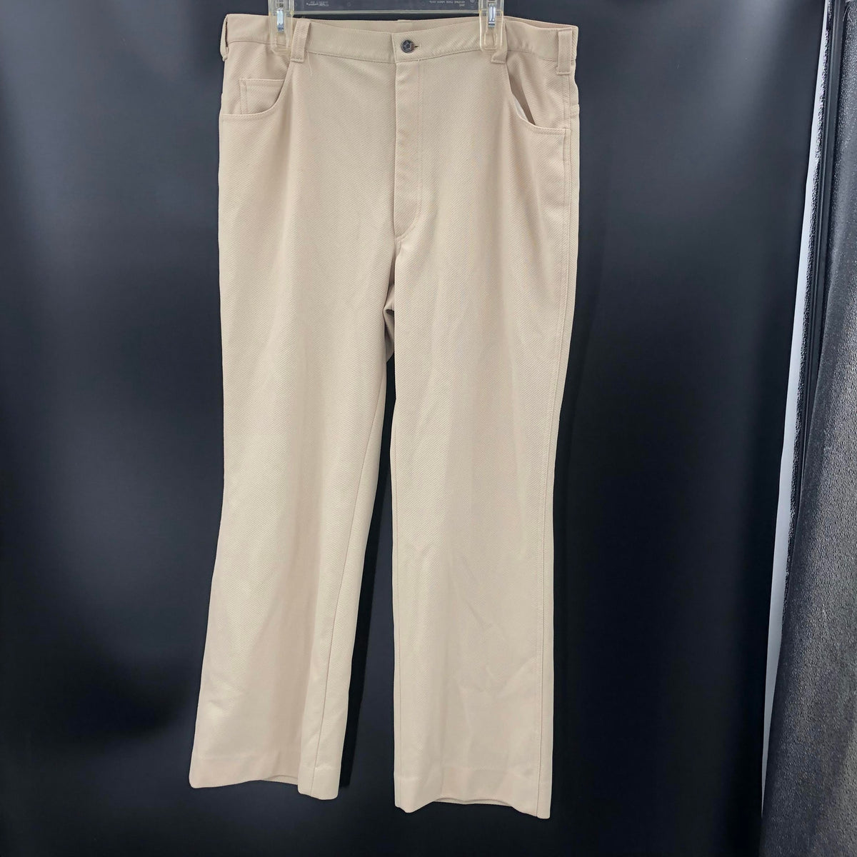 Kings Road Vintage Sears Mens Trouser Tan Stretch Khaki Pant 36" x 30" Polyester