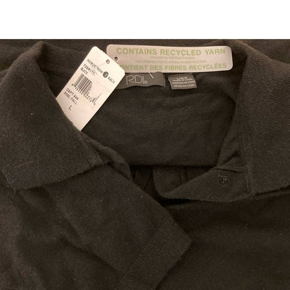 RDI Women Oversized Boyfriend Long Sleeve Polo Top Large Black NWT Recycled Yarn
