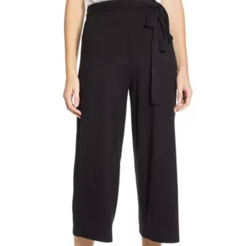 Bobeau Women's Cropped Doris Sweater Pants 3X Black NWT High Rise Pull On
